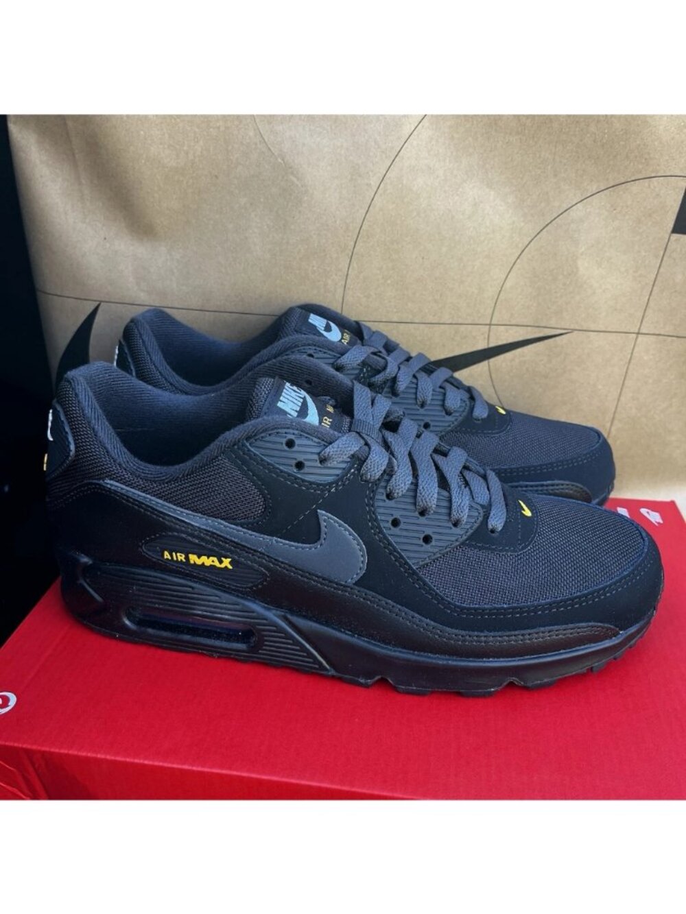 Nike Air Max 90 Anthracite Black Speed Yellow HM0628-001 Men Size 8